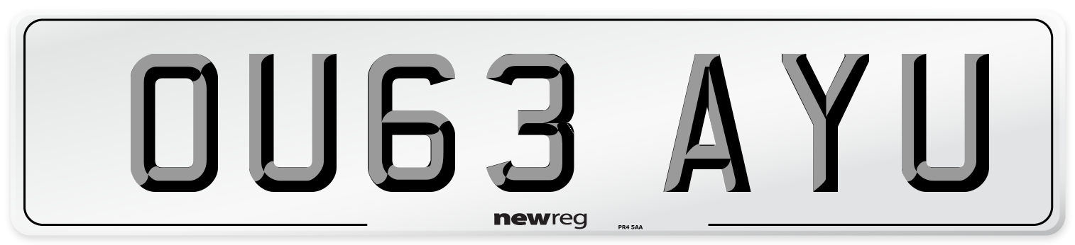 OU63 AYU Number Plate from New Reg